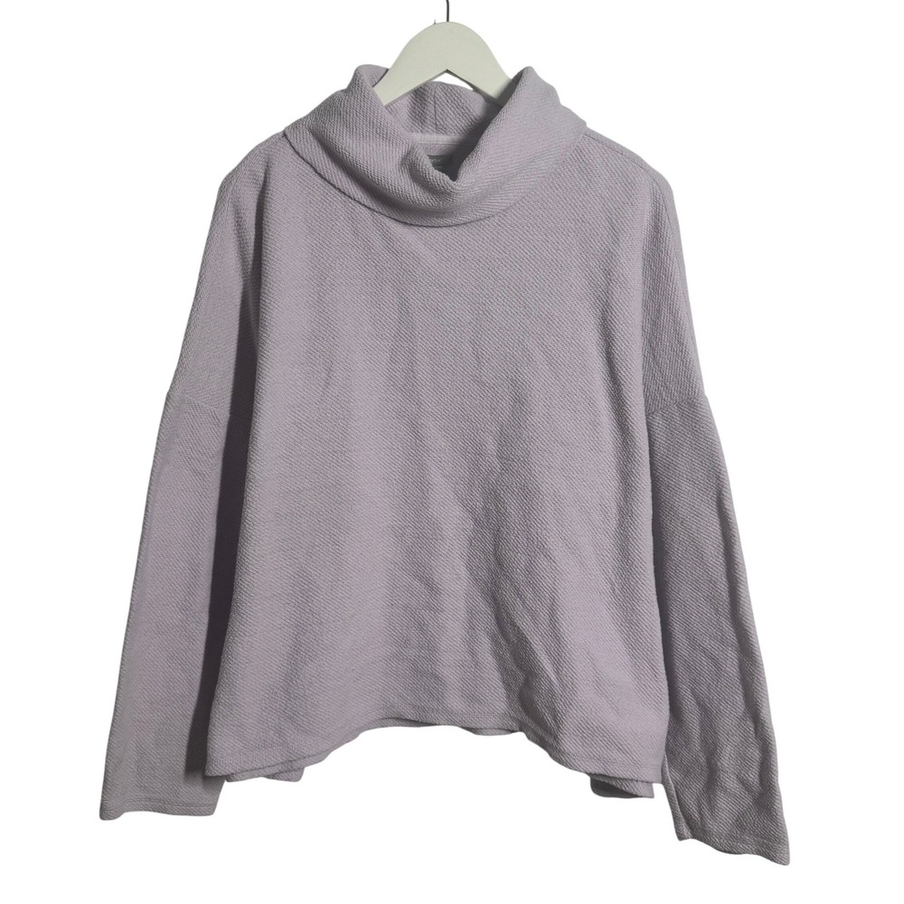 Aerie Lavender Waffle Knit Cowl Neck Oversized Pullover Sweater XL Purple